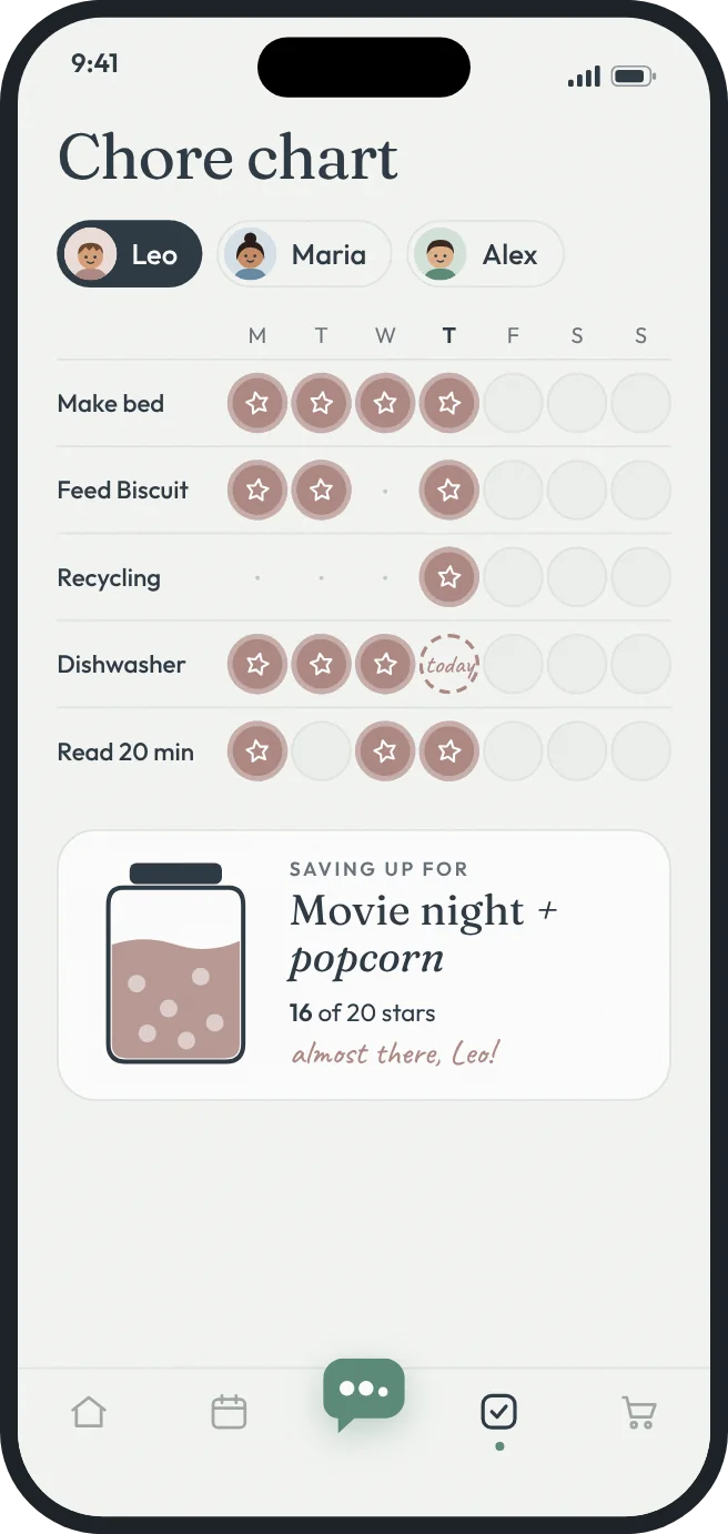 Chore sticker chart and reward jar