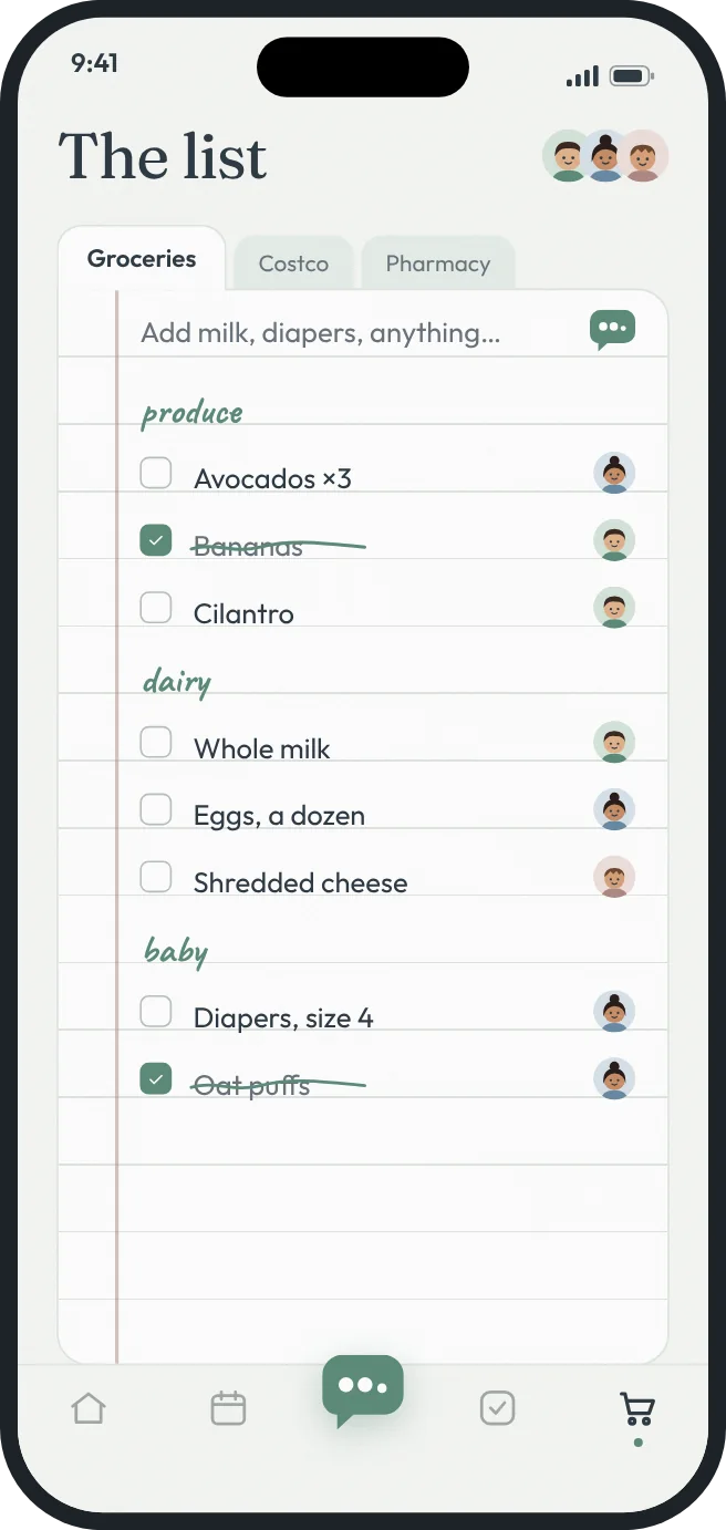 Shared grocery list