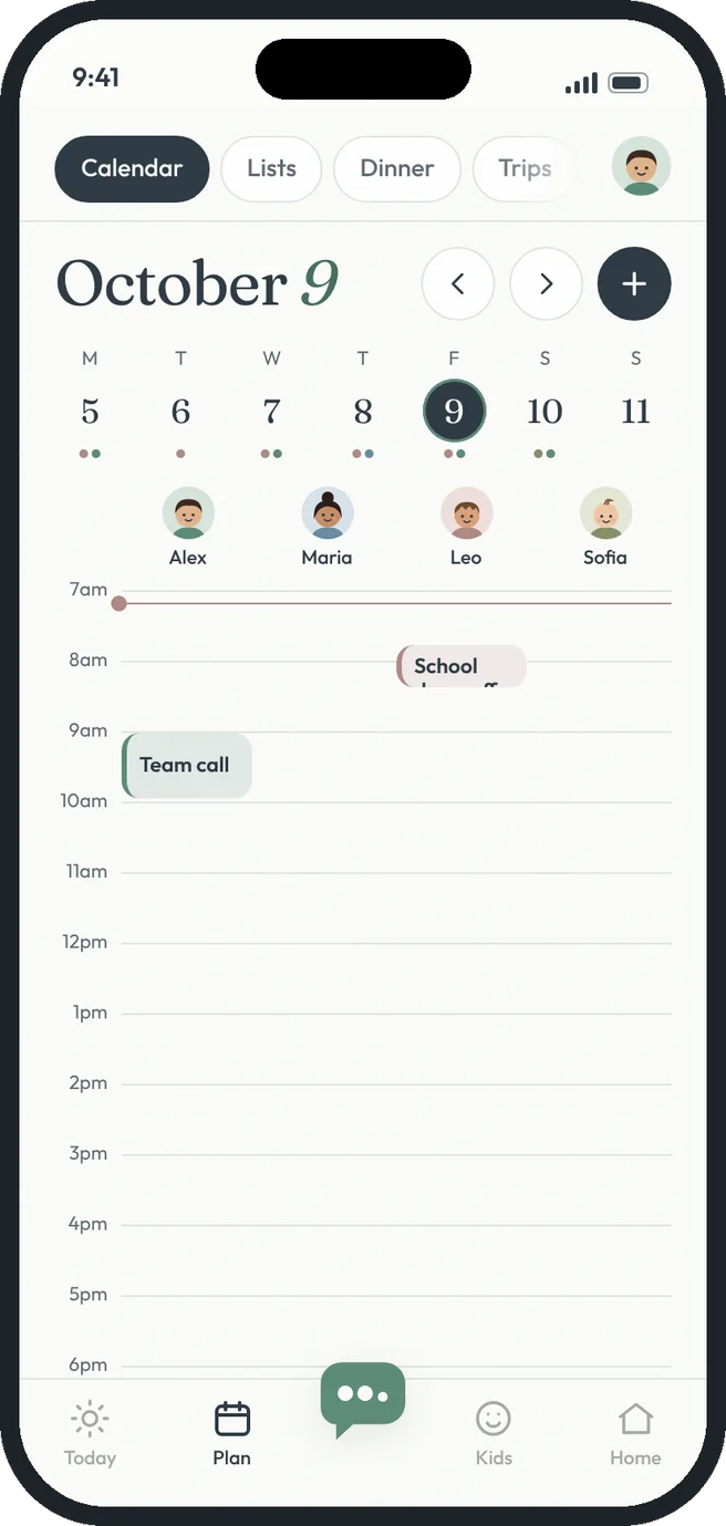 Shared calendar screen