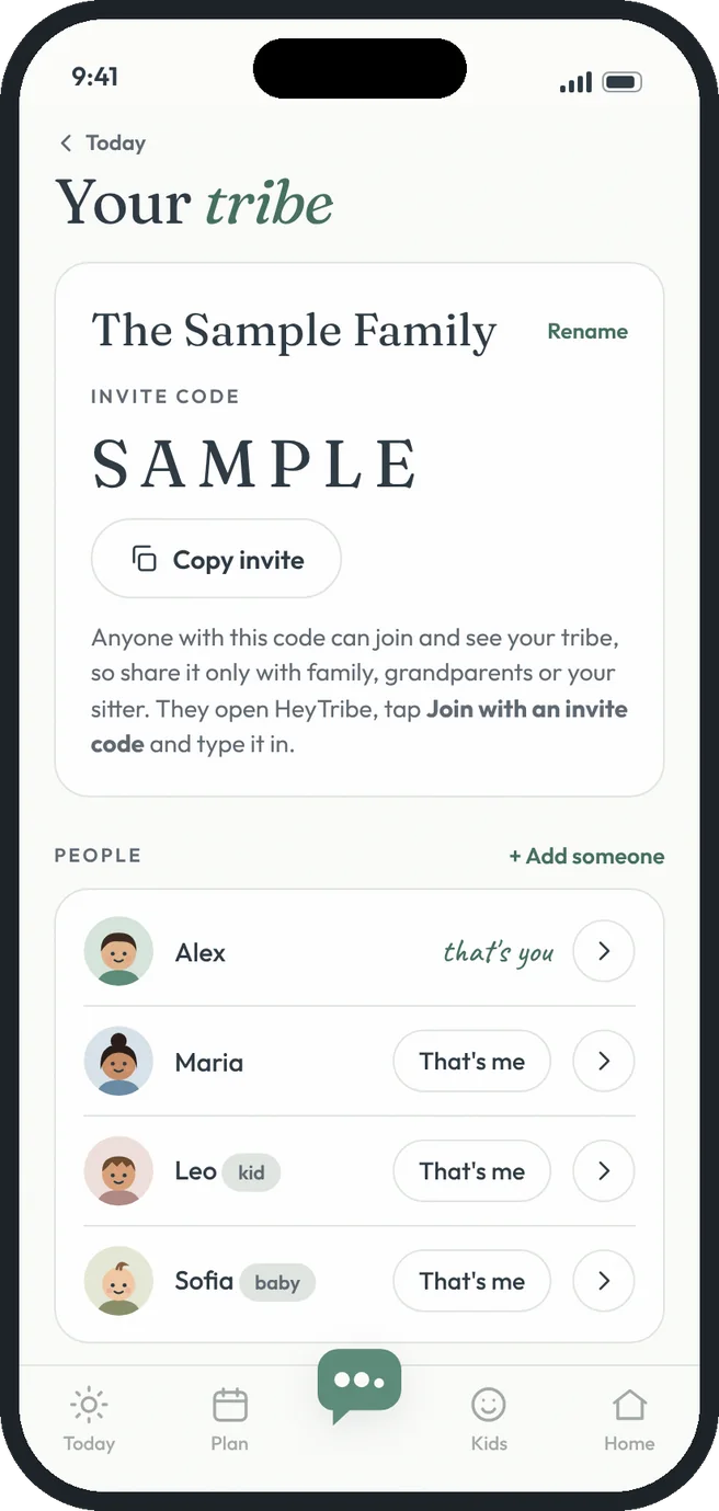 Family sharing screen